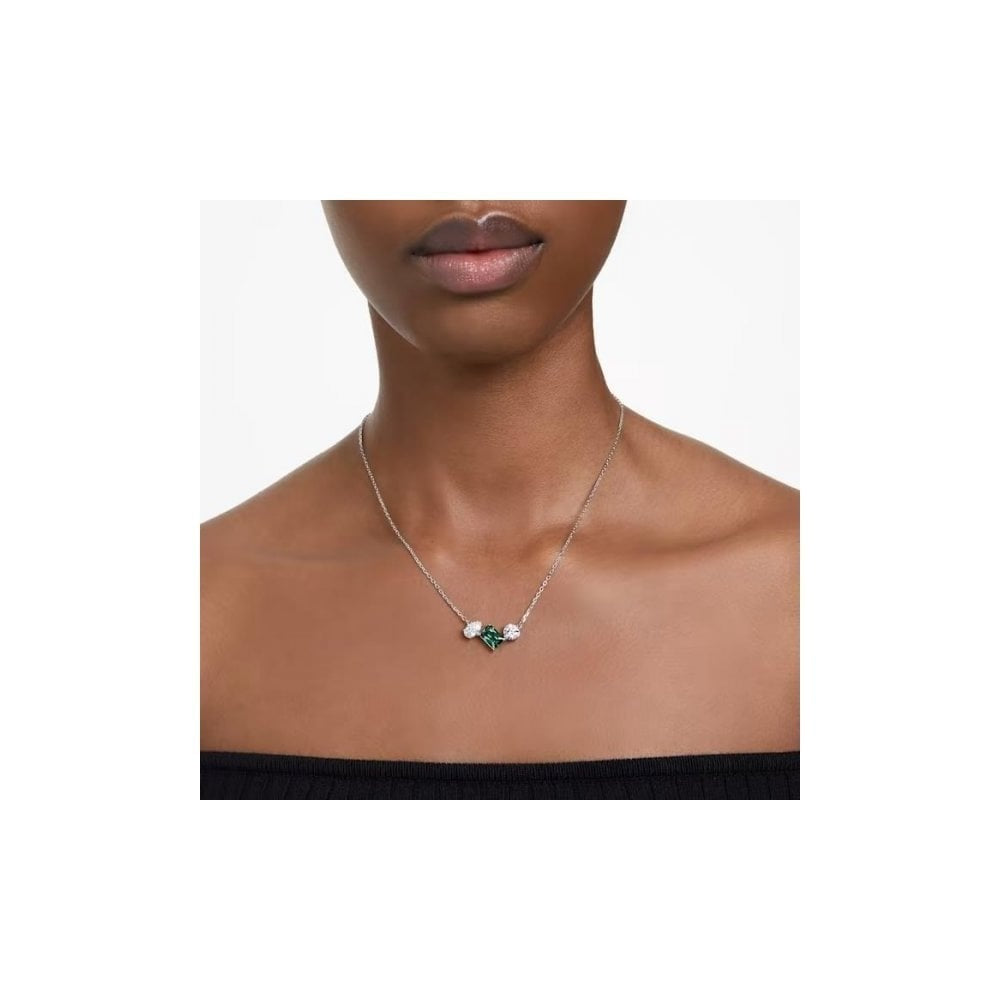 Mesmera pendant Mixed cuts, Green, Rhodium plated
