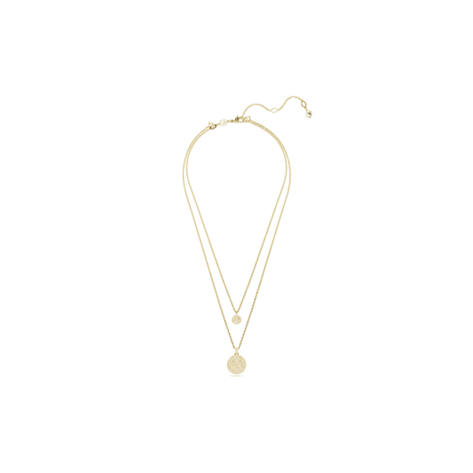 Meteora layered pendant, White, Gold-tone plated