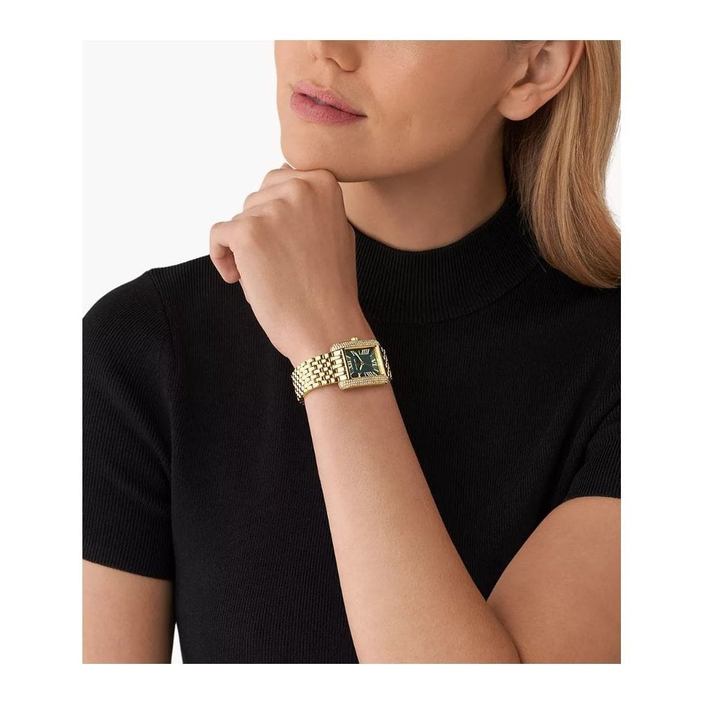 Michael Kors Emery, Three-Hand, Olive Green Dial, Ladies Gold-Tone Stainless Steel Watch