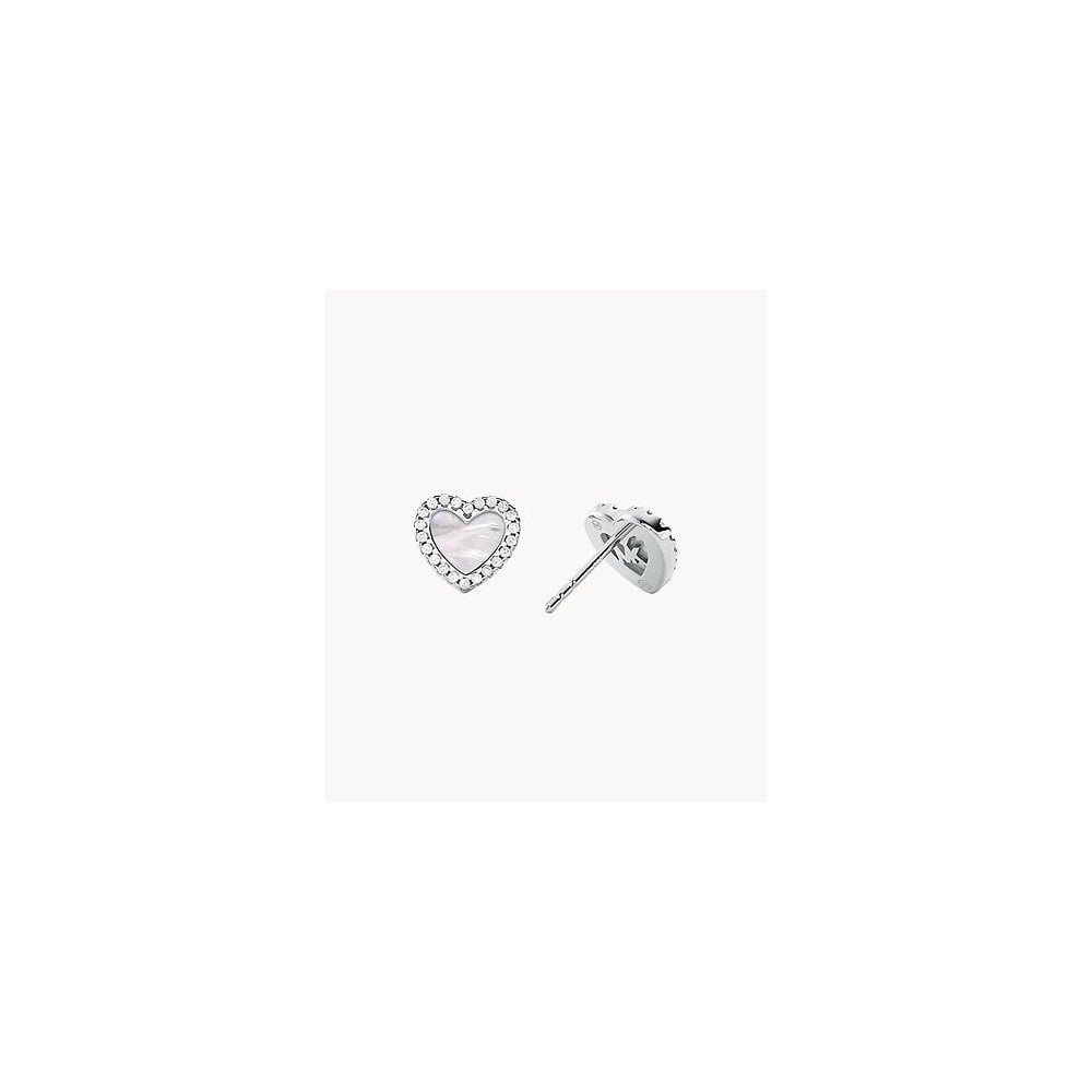 Michael Kors Love Pave and Mother of Pearl Heart Earrings