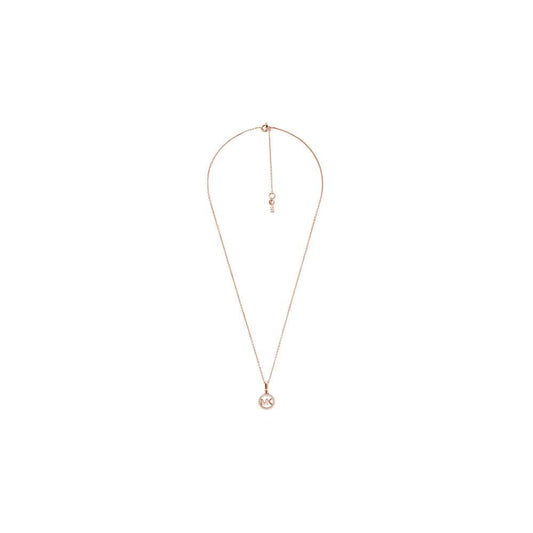 Michael Kors Rose-Gold Plated Sterling Silver Pavé Logo Necklace