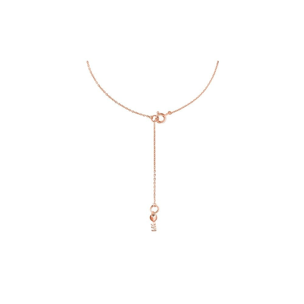 Michael Kors Rose-Gold Plated Sterling Silver Pavé Logo Necklace