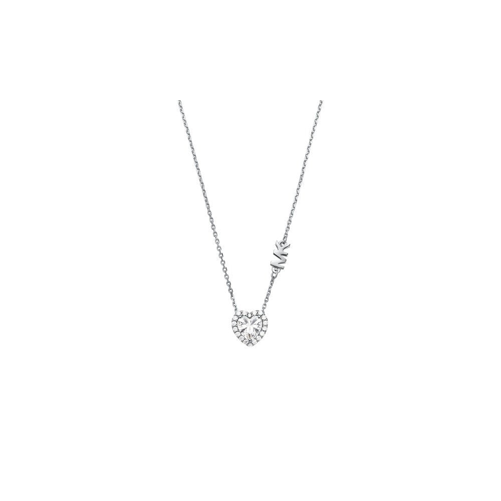 Michael Kors Sterling Silver Pavé Heart Necklace