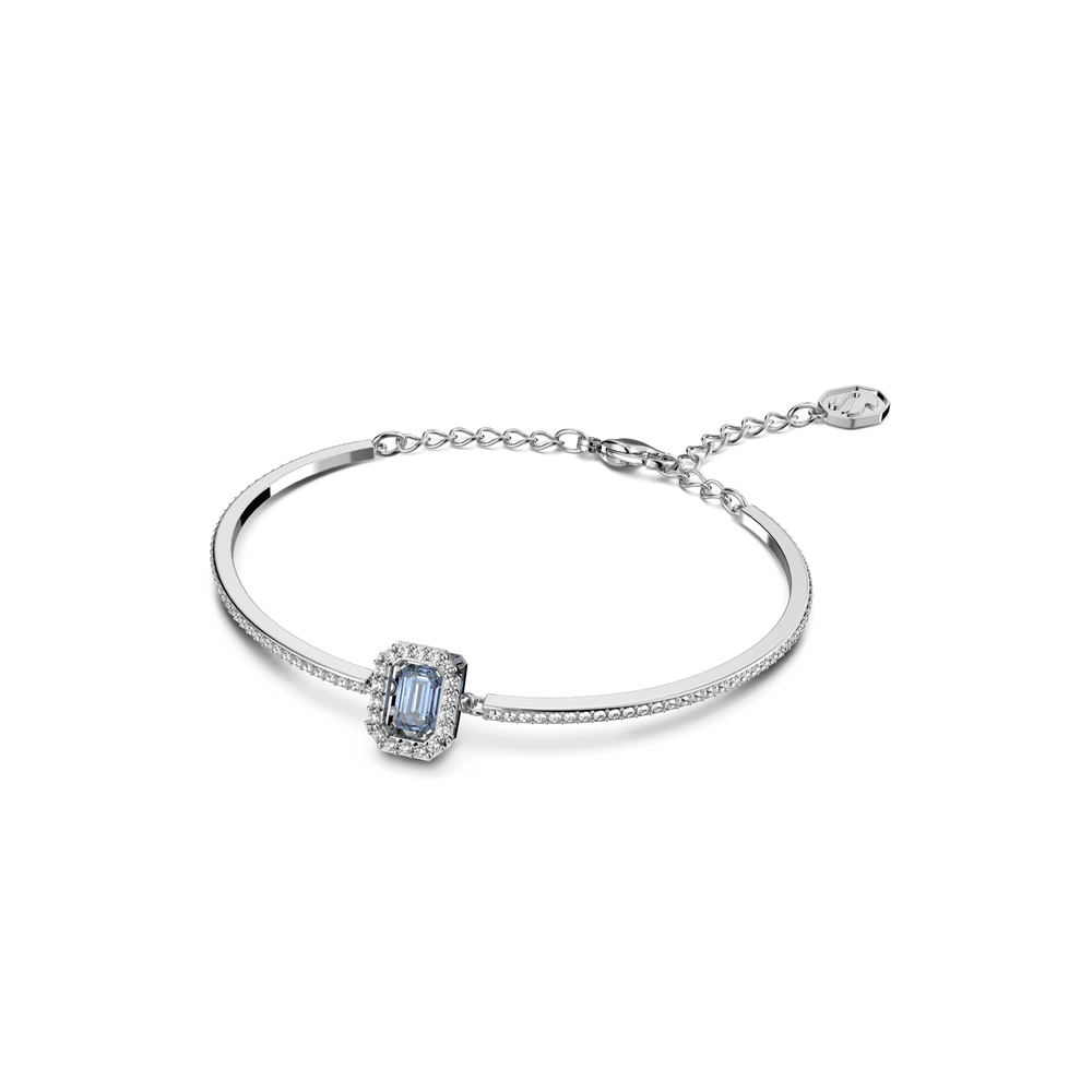 Millenia bangle, Octagon cut, Pavé, Blue, Rhodium plated