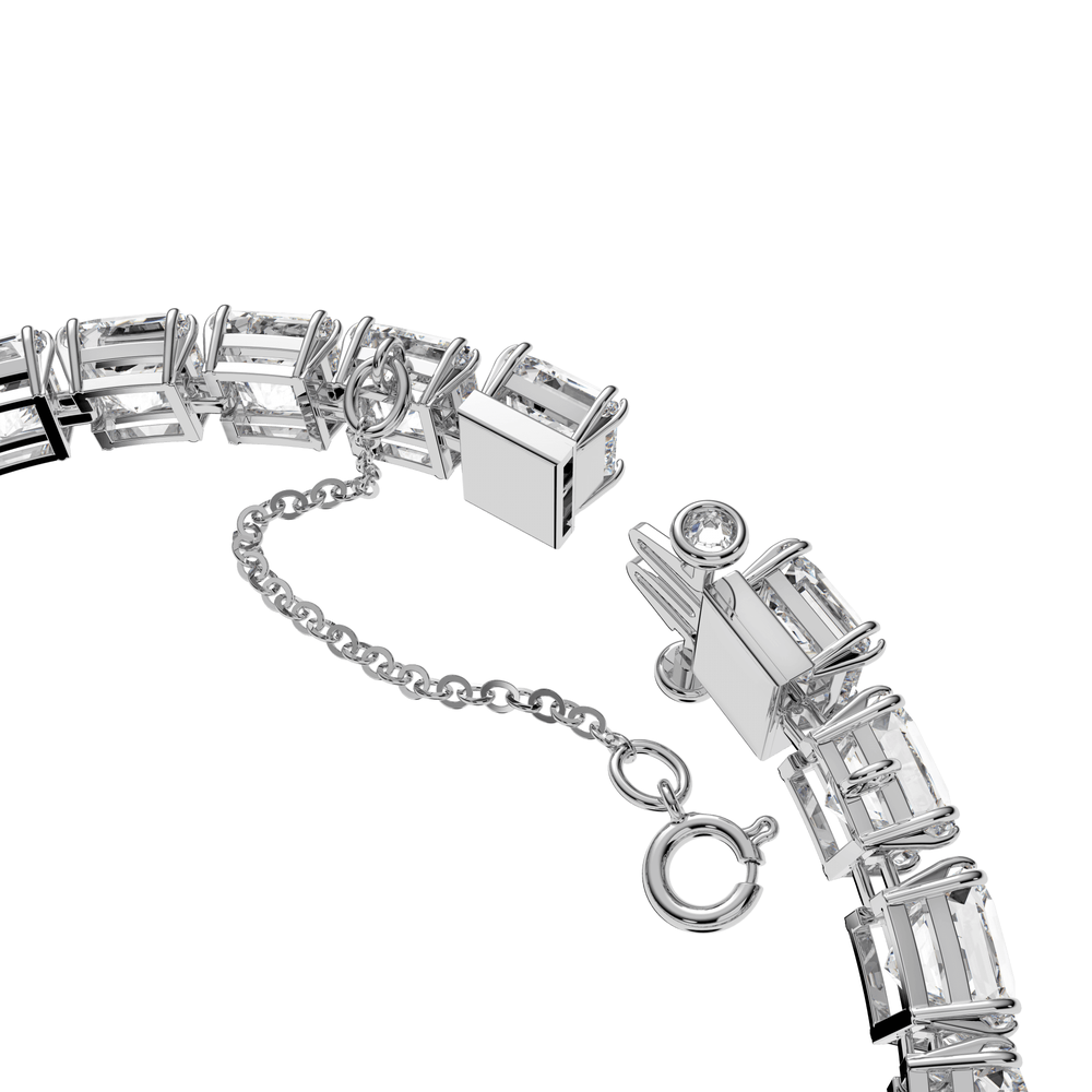 Millenia bracelet, Square cut, Small, White, Rhodium plated