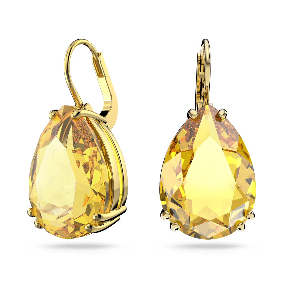 Millenia drop earrings, Pear cut, Yellow, Gold-tone plated