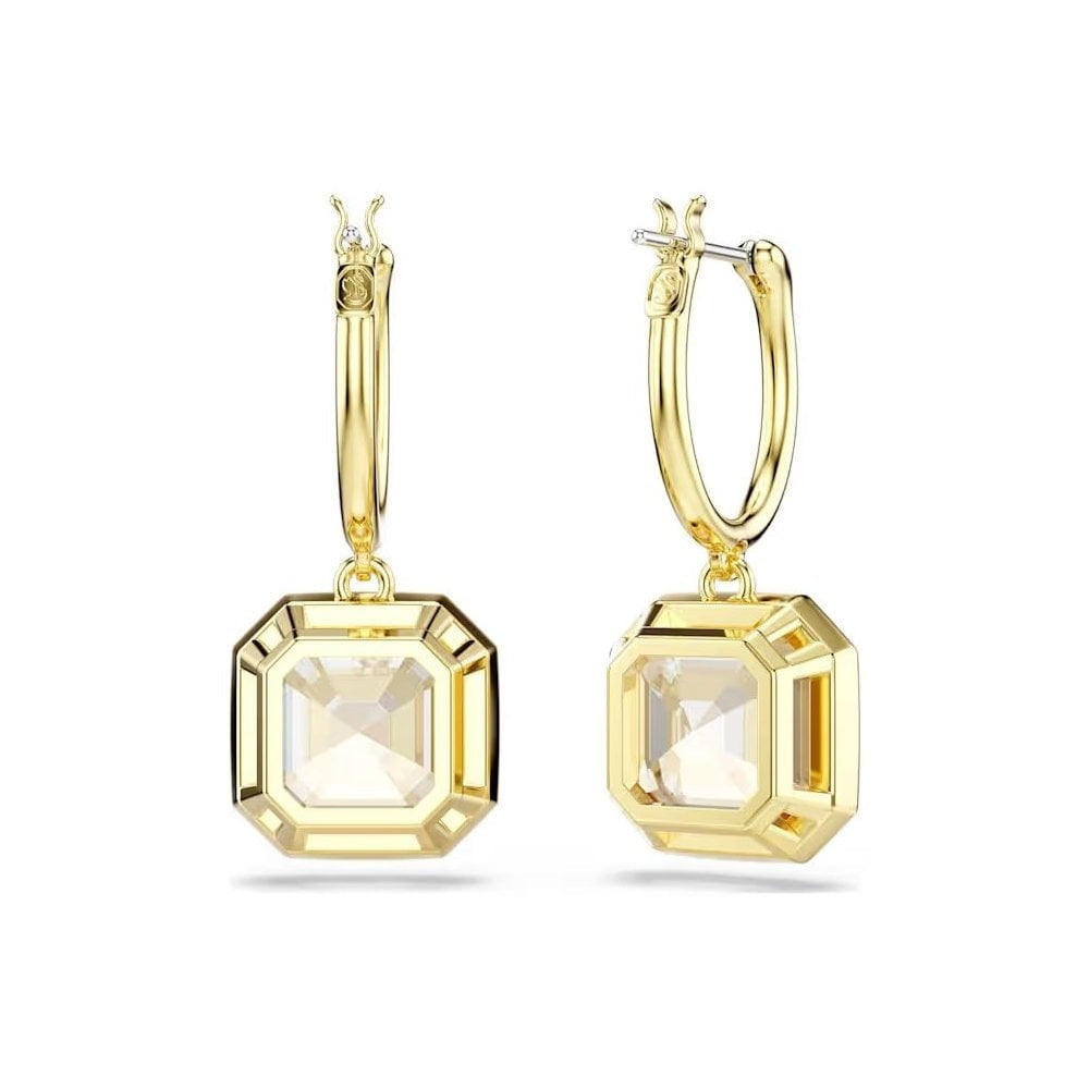 Millenia drop earrings Square cut, Caramel, Gold-tone plated