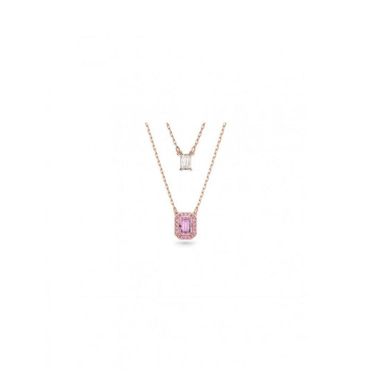 Millenia layered necklace Octagon cut, Rose gold-tone plated