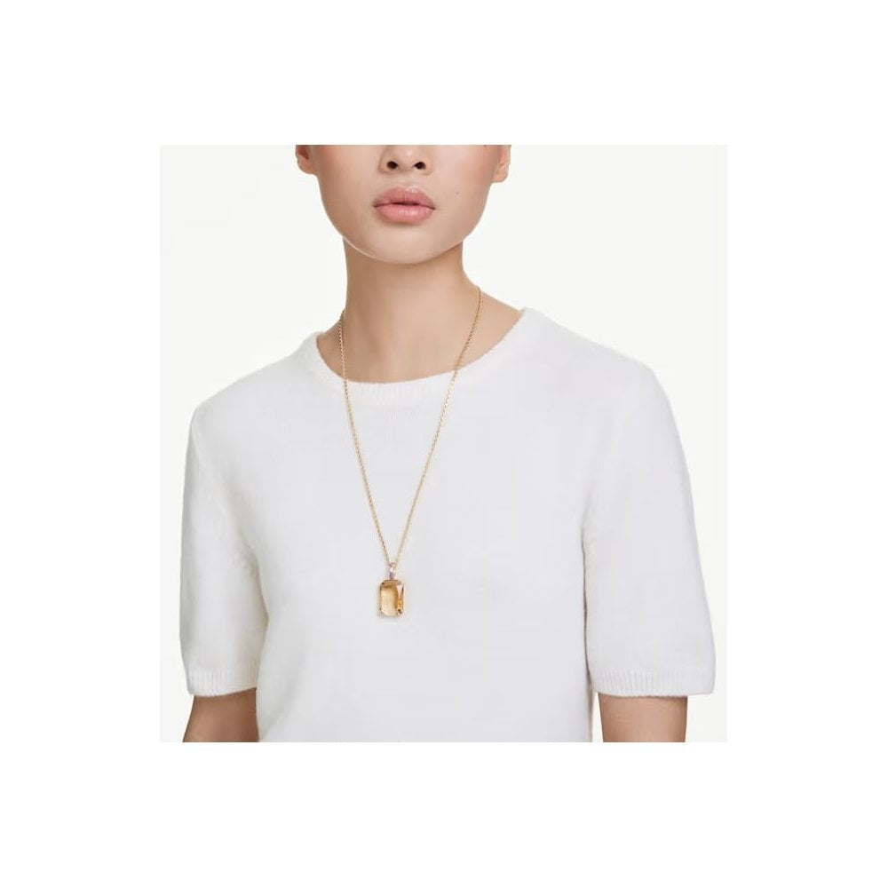 Millenia pendant Octagon cut, Caramel, Gold-tone plated