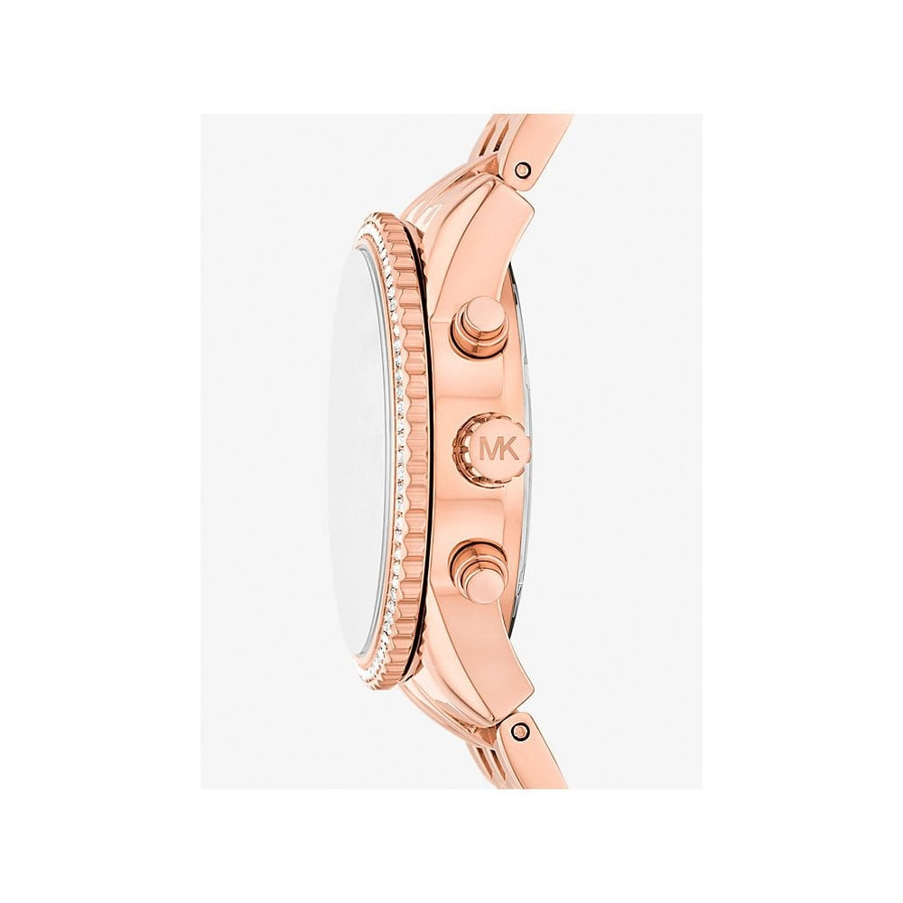 Mini Ritz, Pavé, Chronograph, Ladies Rose Gold-Tone Stainless Steel Watch