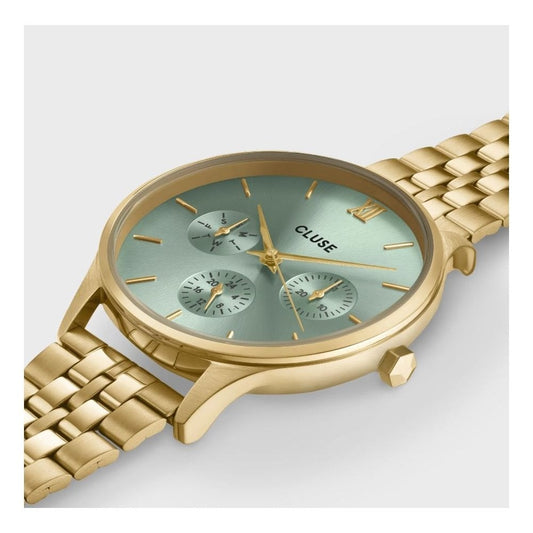 Minuit, Chronograph, Sage Green Dial Ladies Gold Stainless Steel Watch