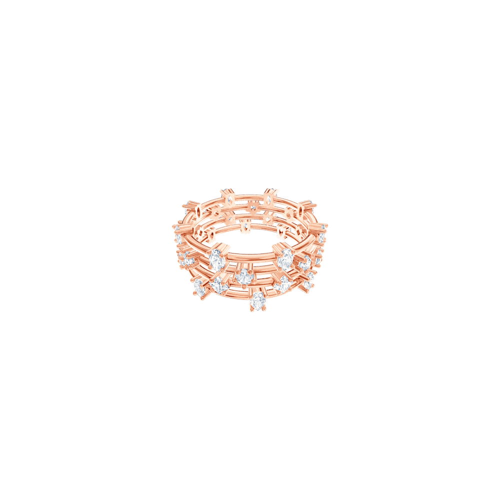 Moonsun Ring Set, White, Rose-gold tone plated