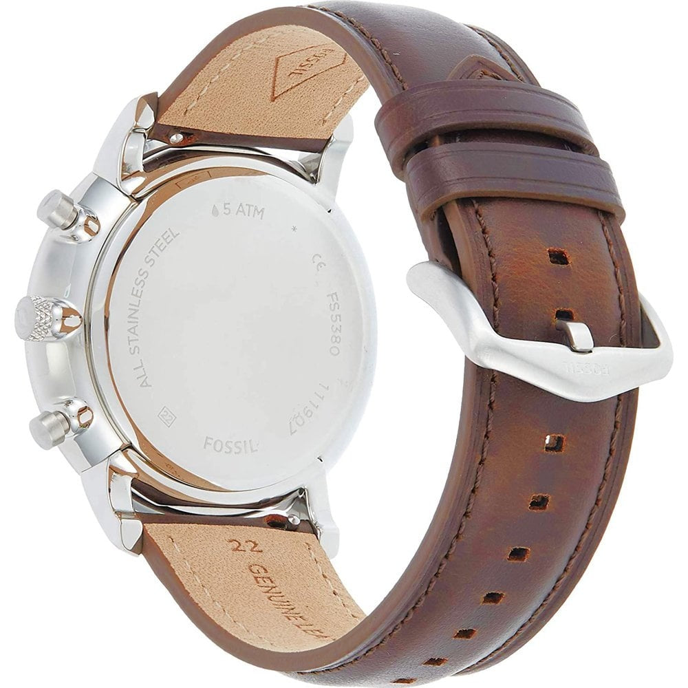 NEUTRA STAINLESS STEEL CHRONOGRAPH GENTS WATCH WITH BROWN LEATHER STRAP
