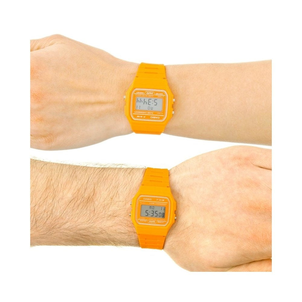 ORANGE RETRO CASIO DIGITAL WATCH WITH PLASTIC RESIN STRAP
