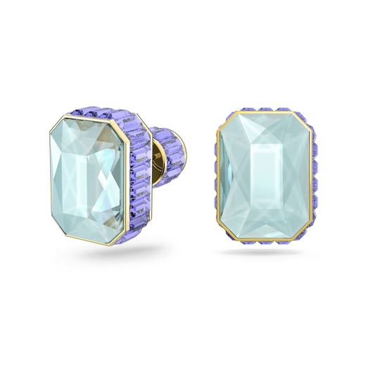 Orbita stud earrings, Octagon cut, Multicolored, Gold-tone plated