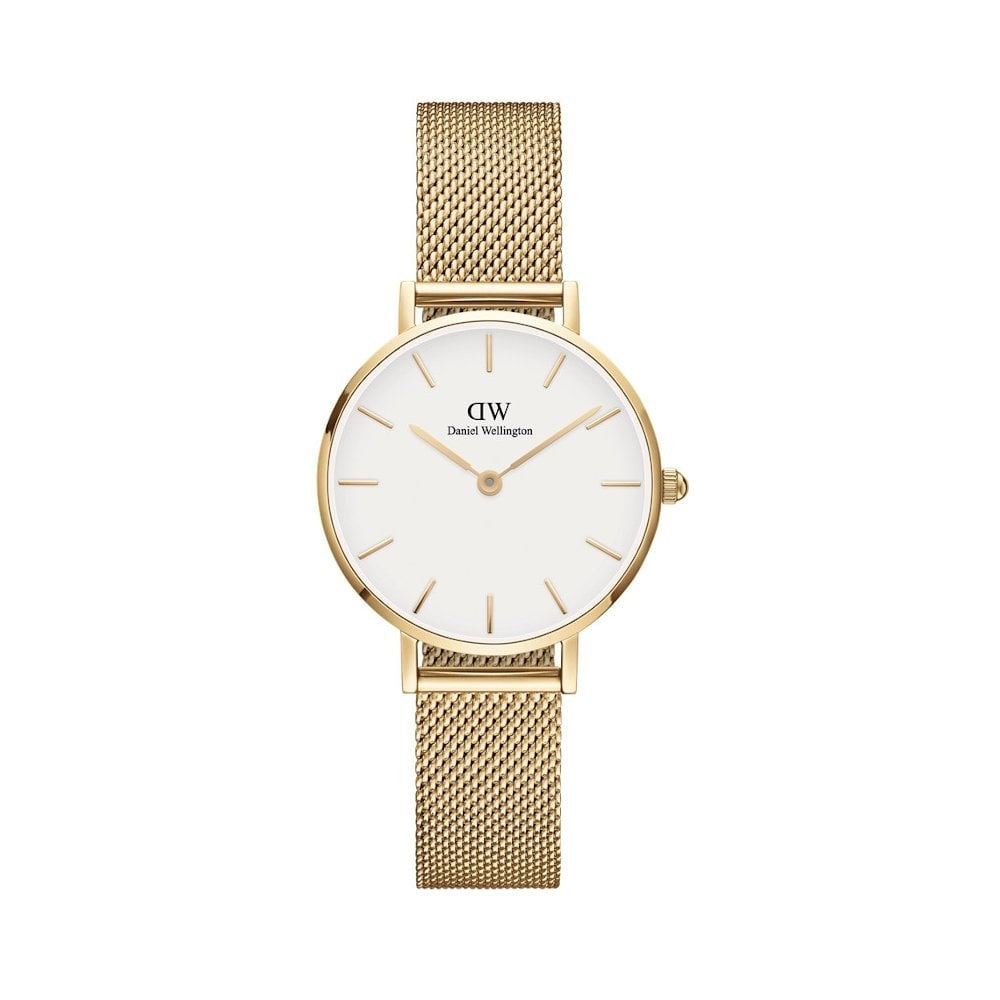 PETITE EVERGOLD HORLOGE YELLOW GOLD MESH BRACELET WITH 28MM WHITE DIAL
