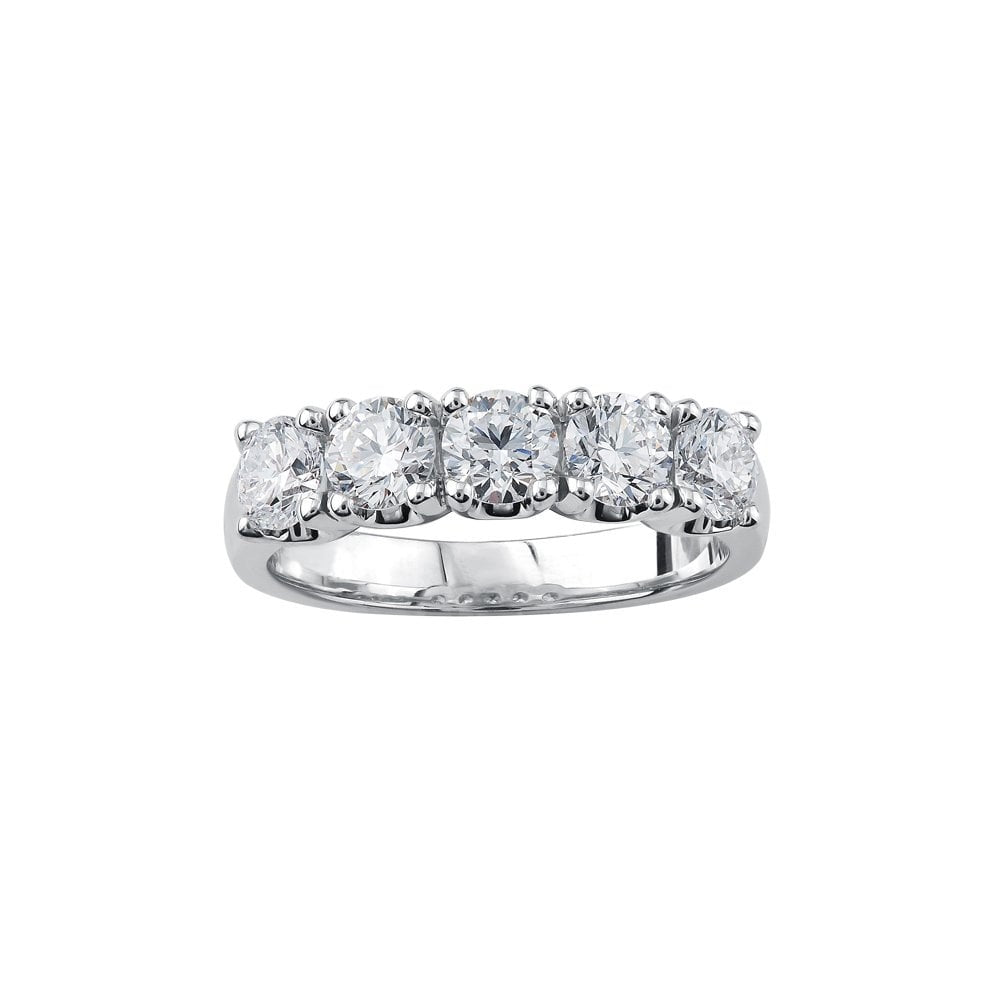 PLATINUM 1.50CT LAB DIAMOND 5 STONE ETERNITY BAND