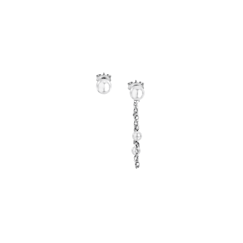 Pearl stud earring with matching pearl drop earring