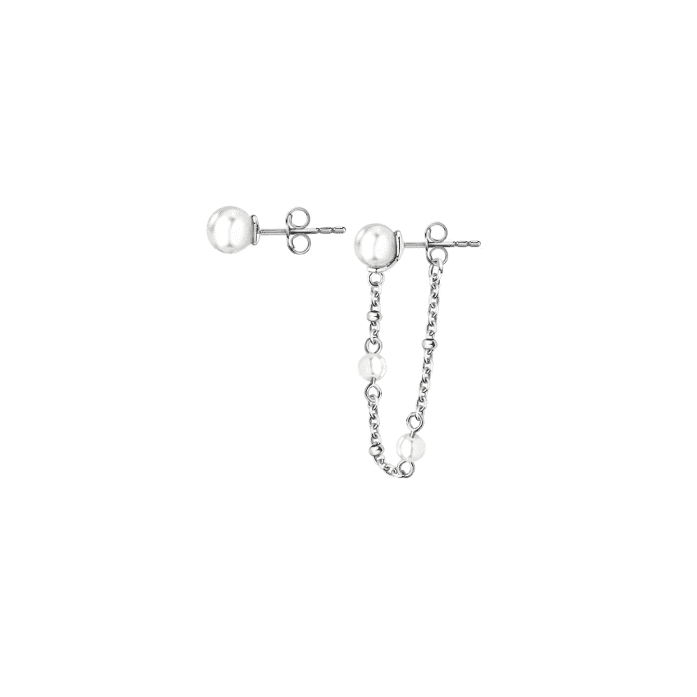 Pearl stud earring with matching pearl drop earring