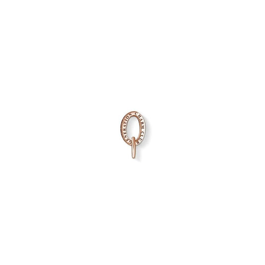 ROSE GOLD ON SILVER CHARM CARRIER WITH CUBIC ZIRCONIA