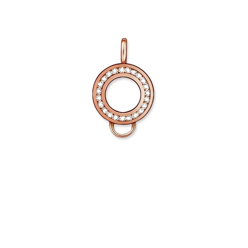ROSE GOLD ON SILVER CHARM CARRIER WITH CUBLIC ZIRCONIA