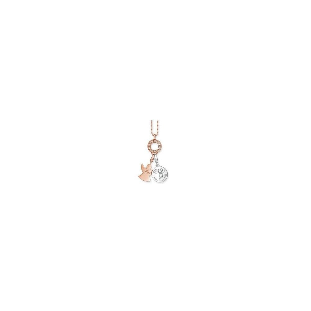 ROSE GOLD ON SILVER CHARM CARRIER WITH CUBLIC ZIRCONIA