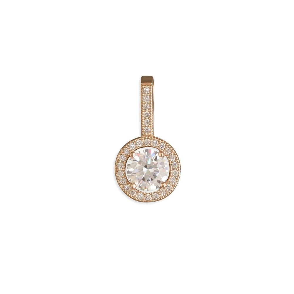 ROSE GOLD ON SILVER CUBIC ZIRCONIA HALO PENDANT