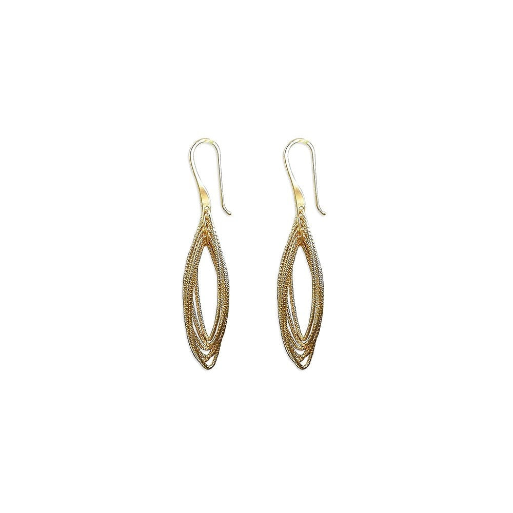 ROSE GOLD ON SILVER DIAMOND CUT OVAL DROP EARRINGS