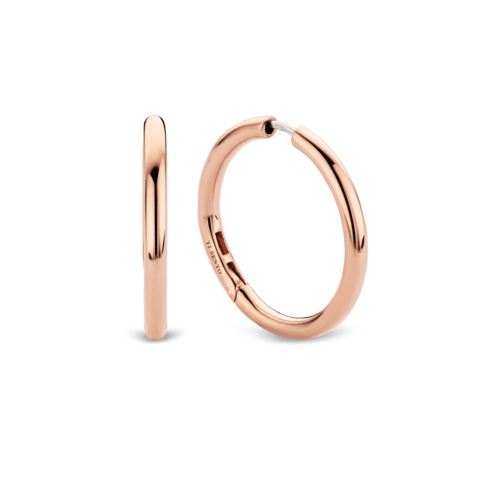 ROSE GOLD ON SILVER MILANO CLASSIC HOOP EARRINGS