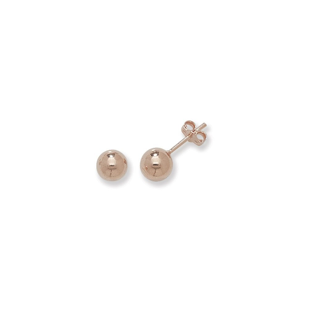 ROSE GOLD ON SILVER PLAIN BALL STUD EARRINGS