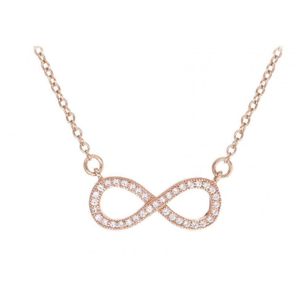 ROSE GOLD ON STERLING SILVER CZ INFINITY ADJUSTABLE NECKLACE