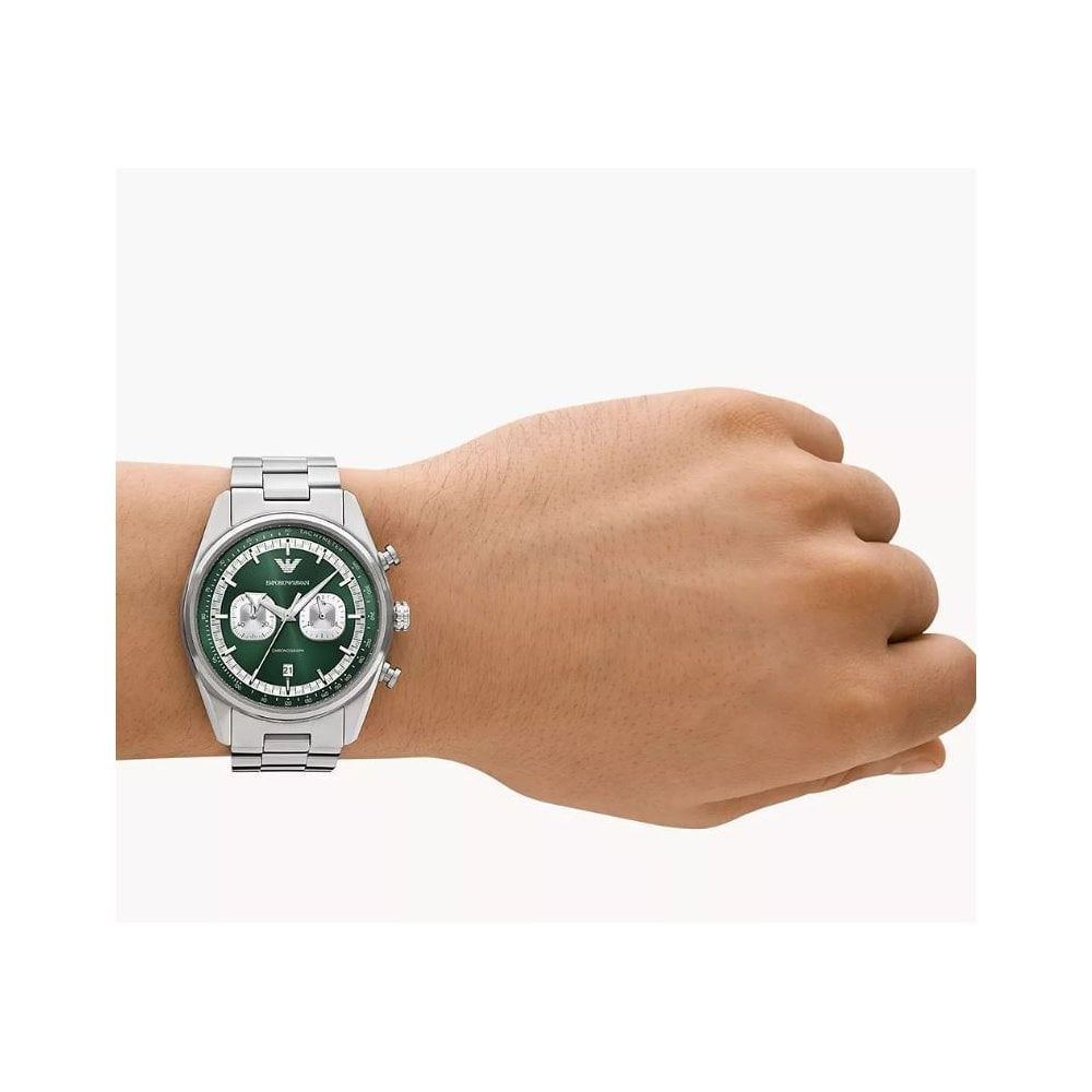 Racer, Green Dial Chronograph Gents Stainless Steel Watch