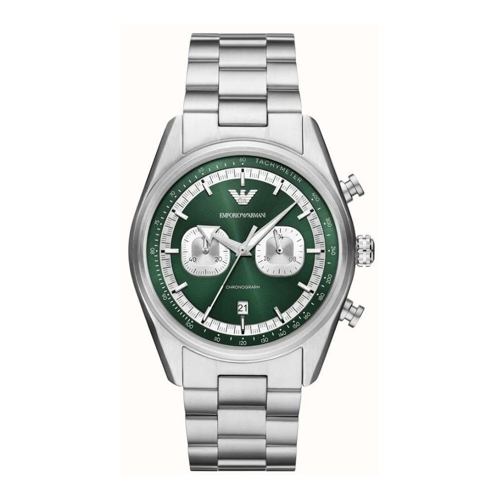 Racer, Green Dial Chronograph Gents Stainless Steel Watch