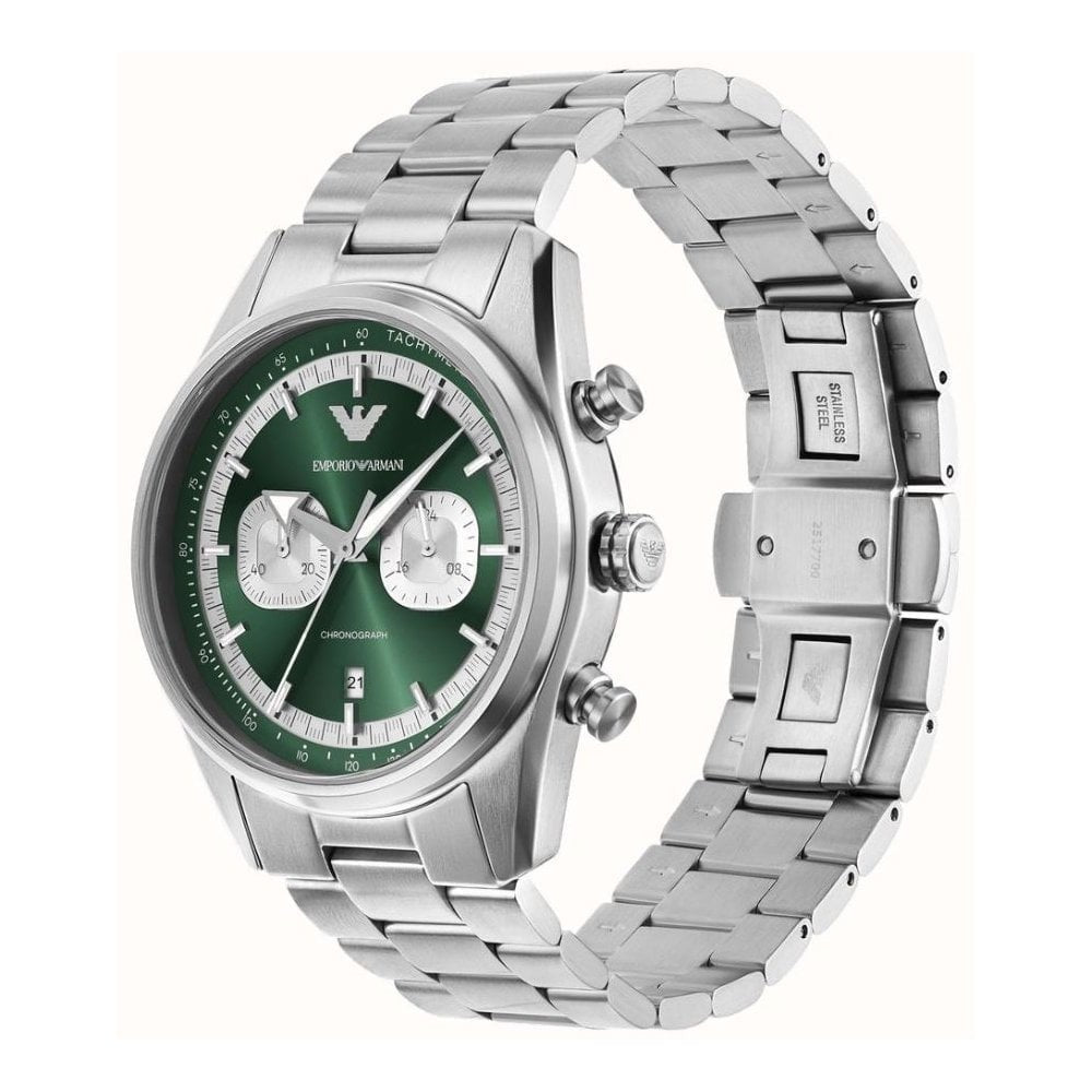 Racer, Green Dial Chronograph Gents Stainless Steel Watch
