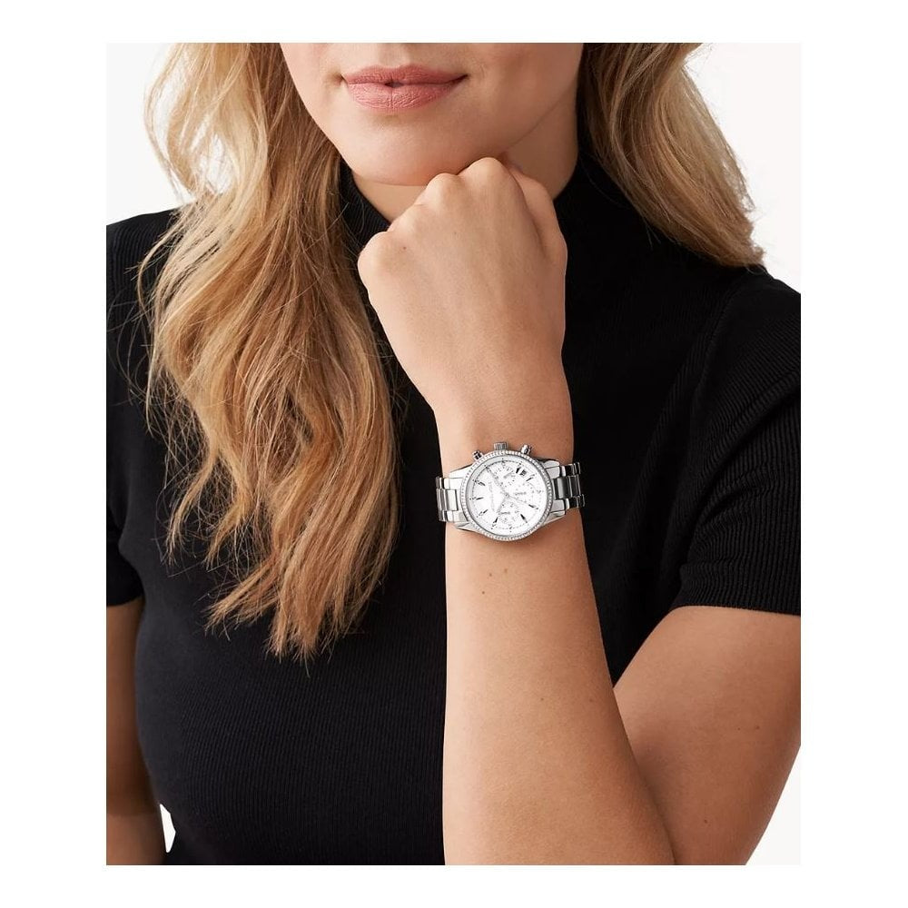 Ritz, Chronograph, Pavé, Ladies Stainless Steel Watch