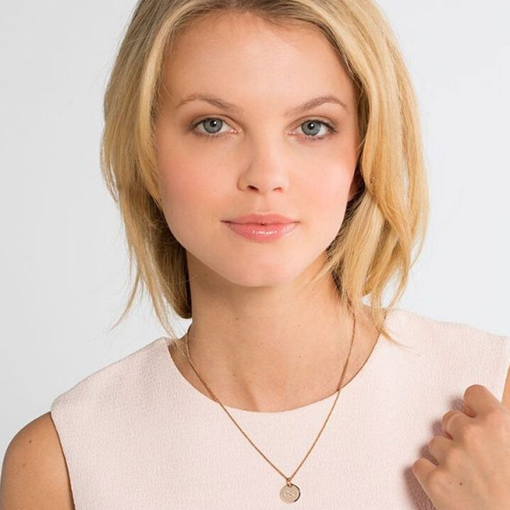 Rosegold on Silver Infinity Disc Pendant with White Zirconia