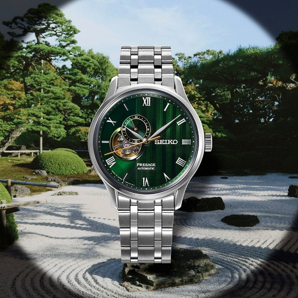 SEIKO PRESAGE JAPANESE ZEN GARDENS, FERN GREEN DIAL AUTOMATOC GENTS WATCH