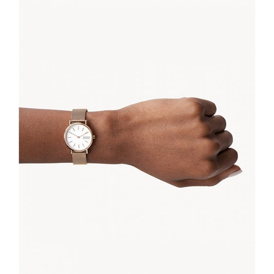 SIGNATURE SLIM ROSE GOLD-TONE STAINLESS STEEL MESH BRACELET WATCH