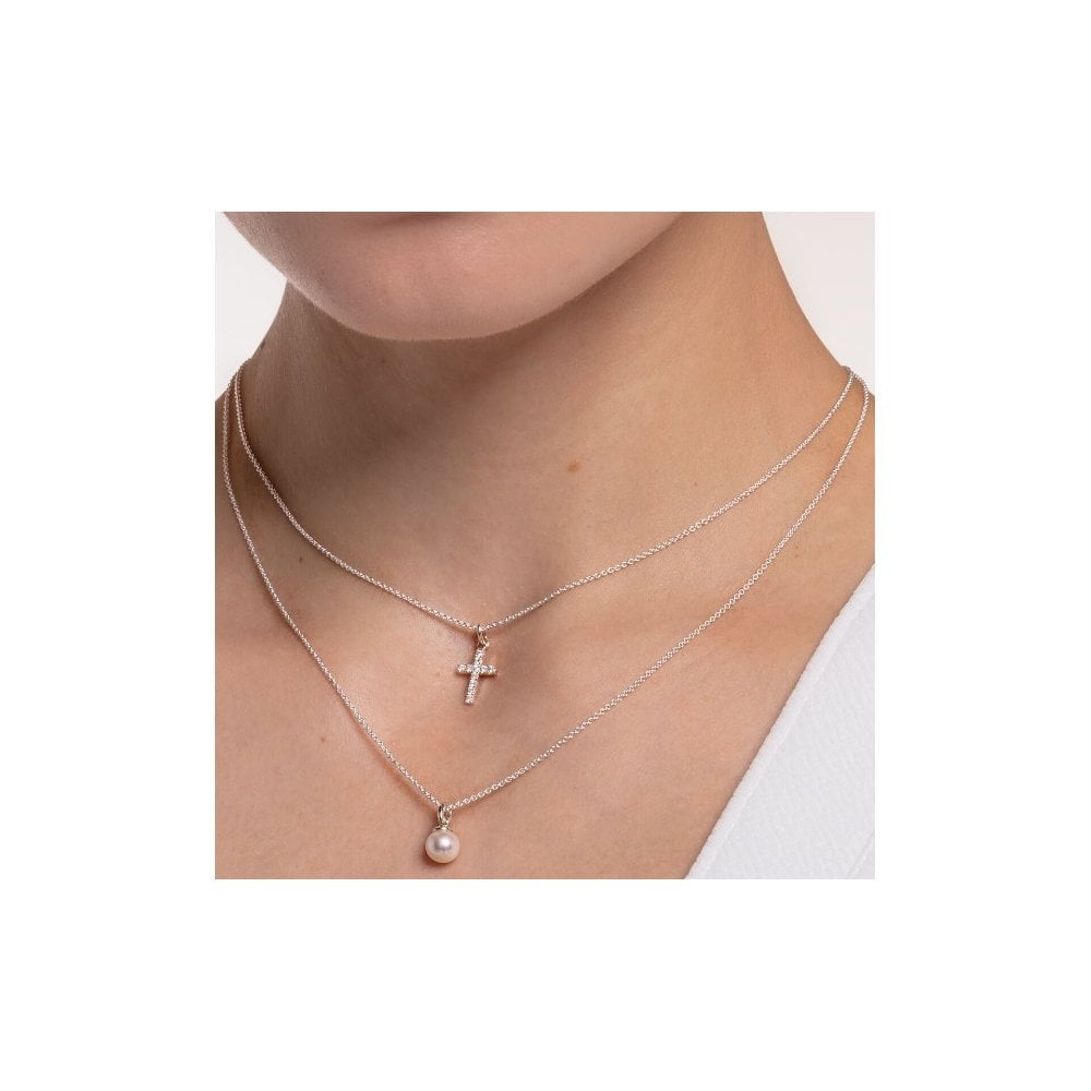 SILVER 14''-16'' CROSS NECKLACE