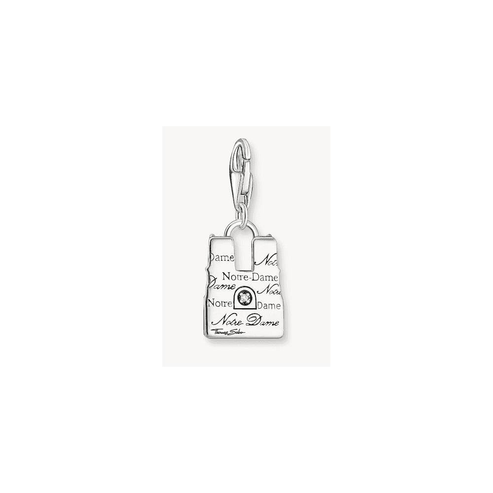 SILVER BLACKENED CHARM PENDANT IN NOTRE-DAME DESIGN
