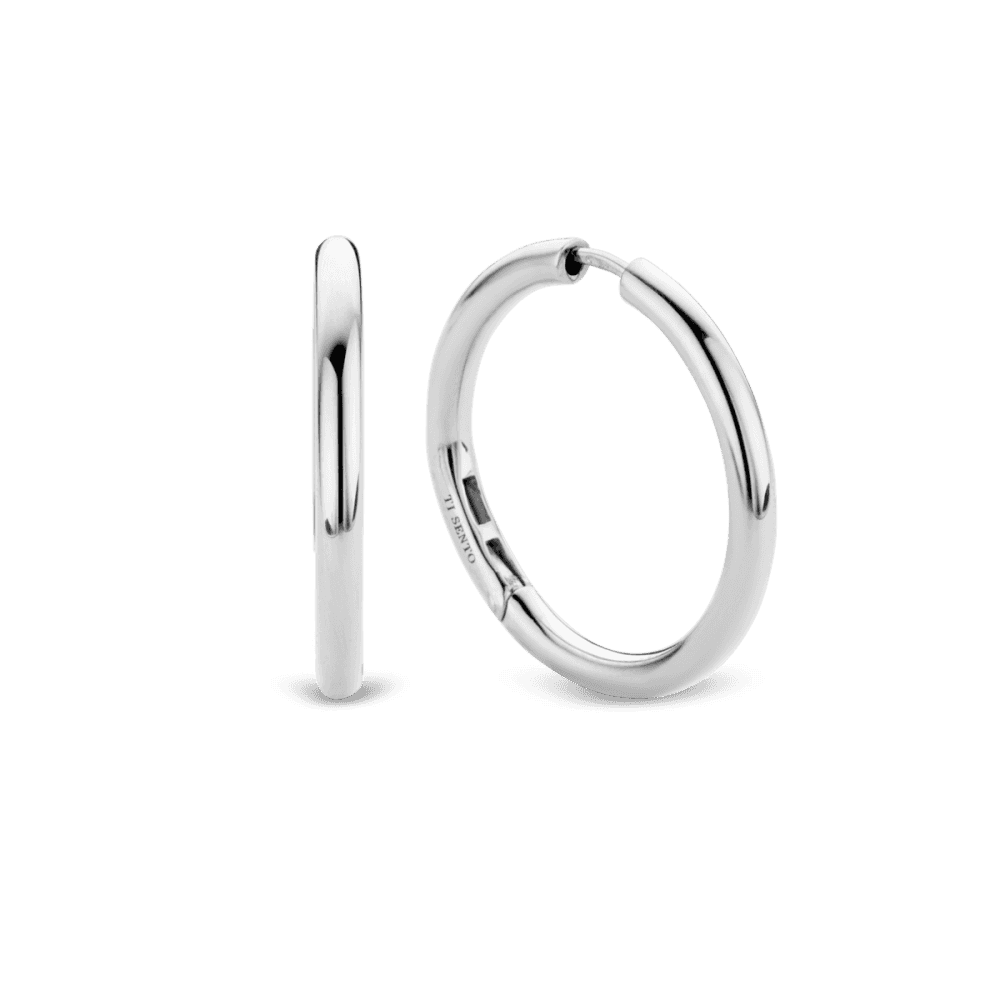SILVER MILANO CLASSIC HOOP EARRINGS