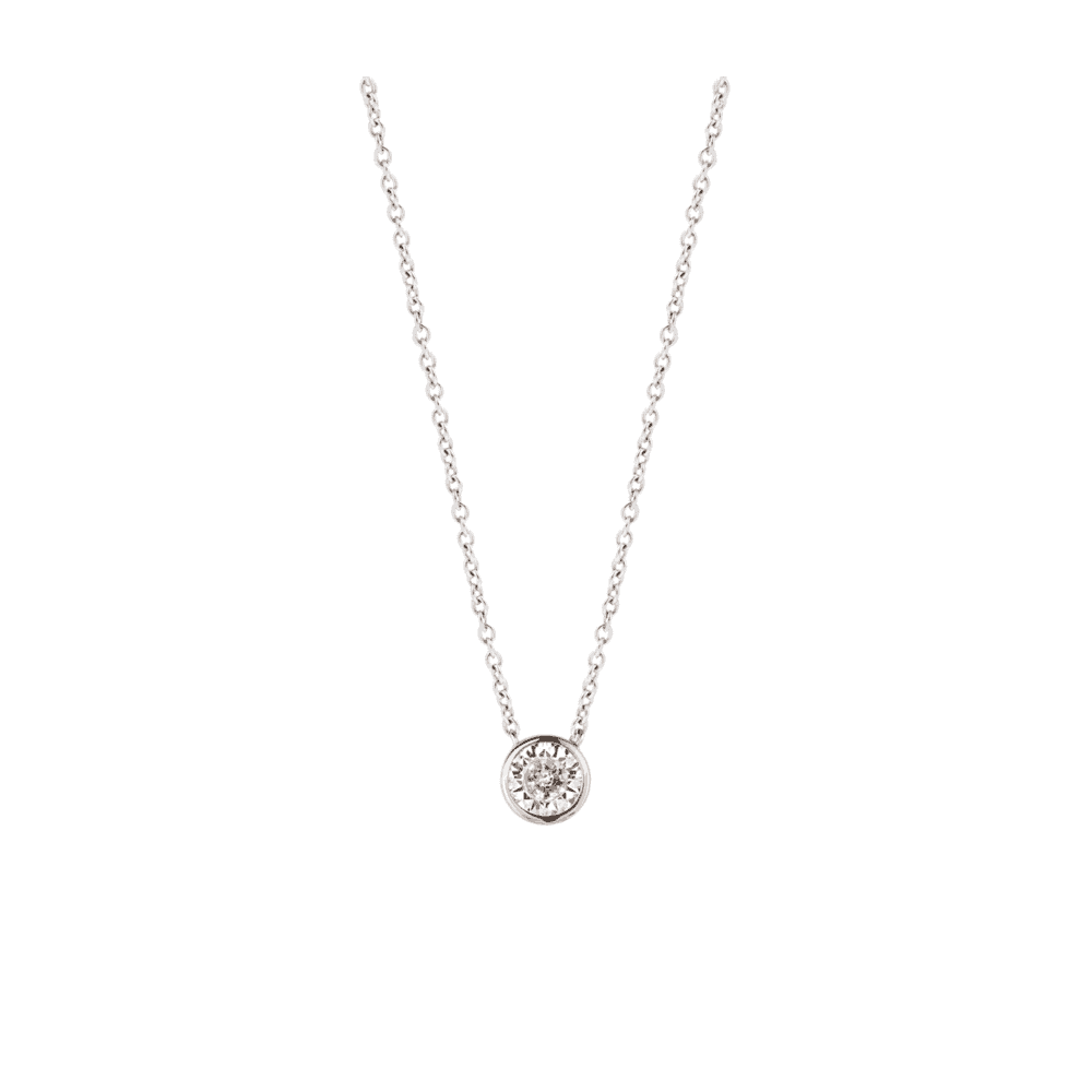 SILVER MILANO ROUND CUBIC ZIRCONIA NECKLACE WITH ROSE GOLD SURROUND