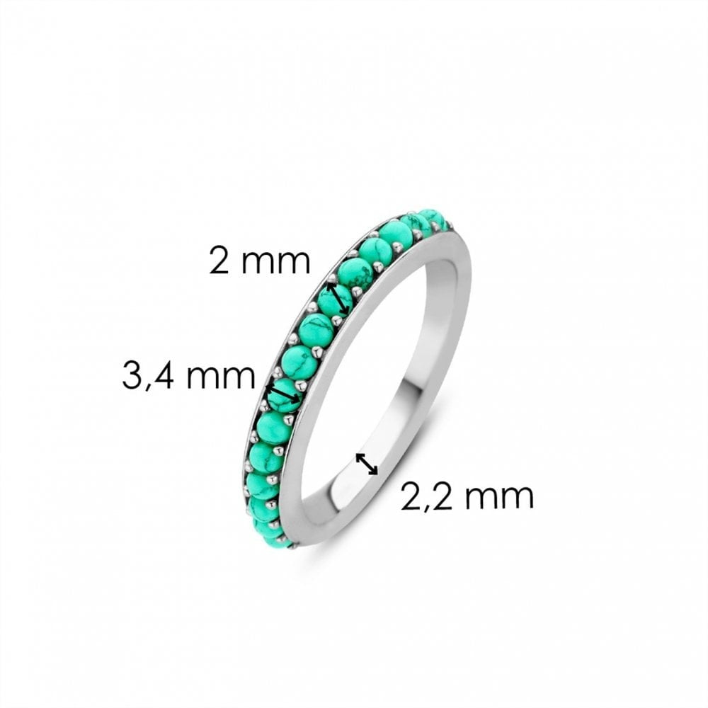 SILVER MILANO TURQUOISE CRYSTAL BAND RING