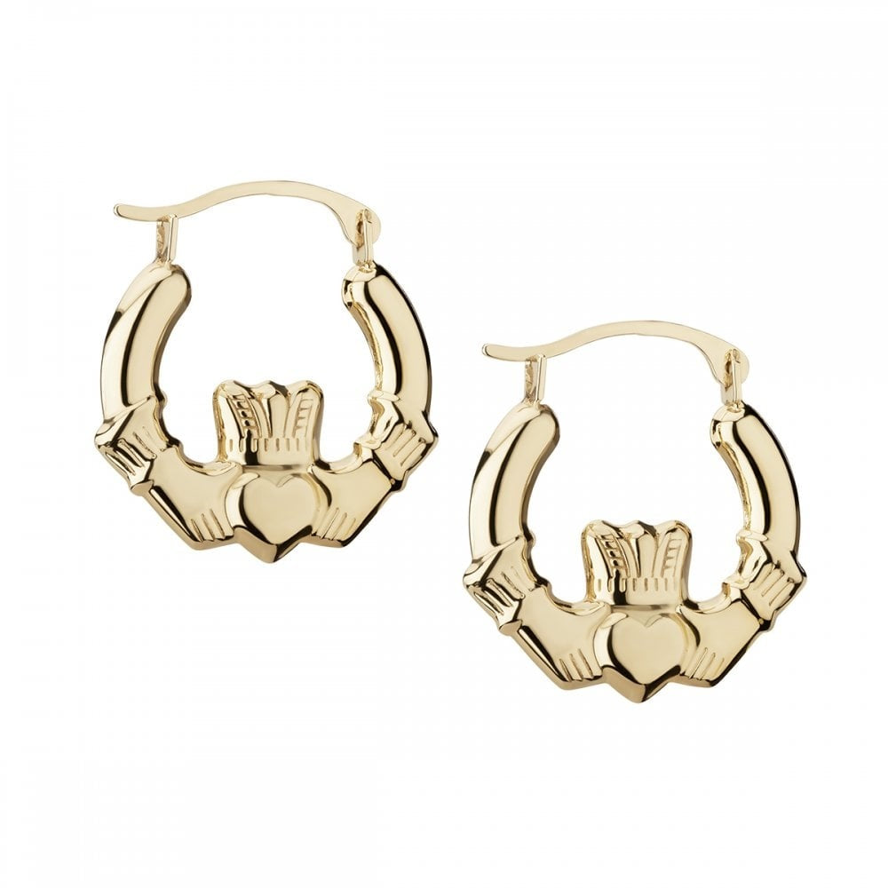 SOLVAR 14K GOLD CLADDAGH CREOLE SMALL EARRINGS
