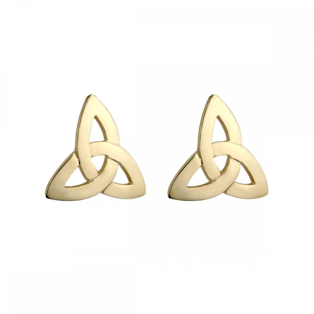 SOLVAR 9K GOLD CELTIC TRINITY KNOT STUD EARRINGS