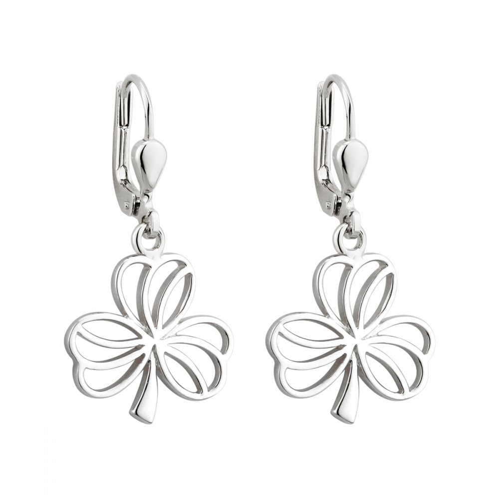 SOLVAR SILVER DROP SHAMROCK EARRINGS