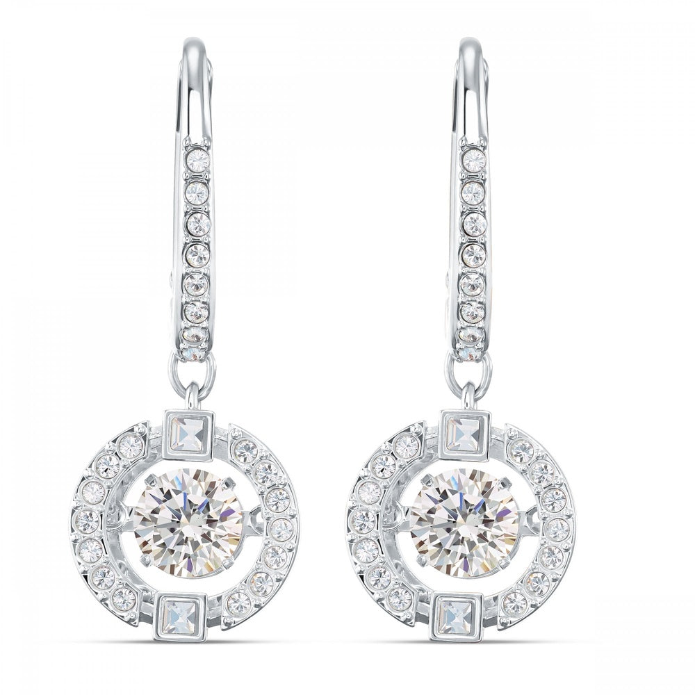 SPARKLING DANCE DROP EARRINGS, WHITE SWAROVSKI CRYSTAL, RHODIUM PLATED
