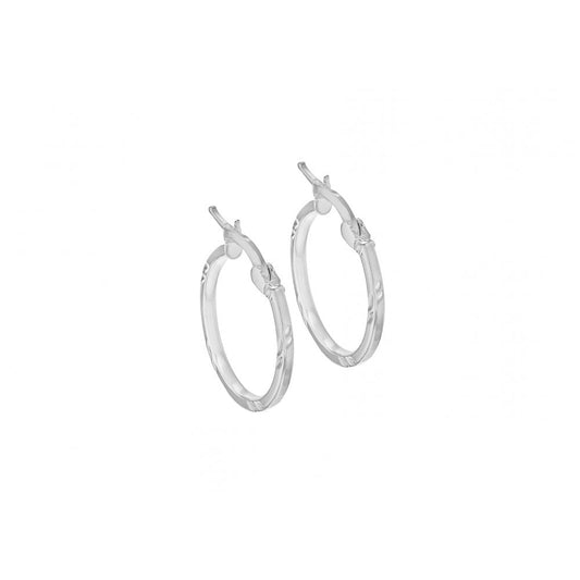 STERLING SILVER 17.5MM PATTERNED CREOLE EARRINGS