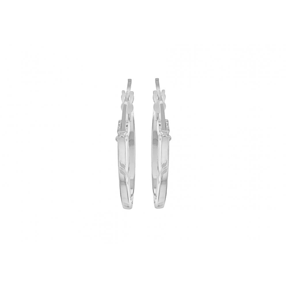 STERLING SILVER 17.5MM PATTERNED CREOLE EARRINGS