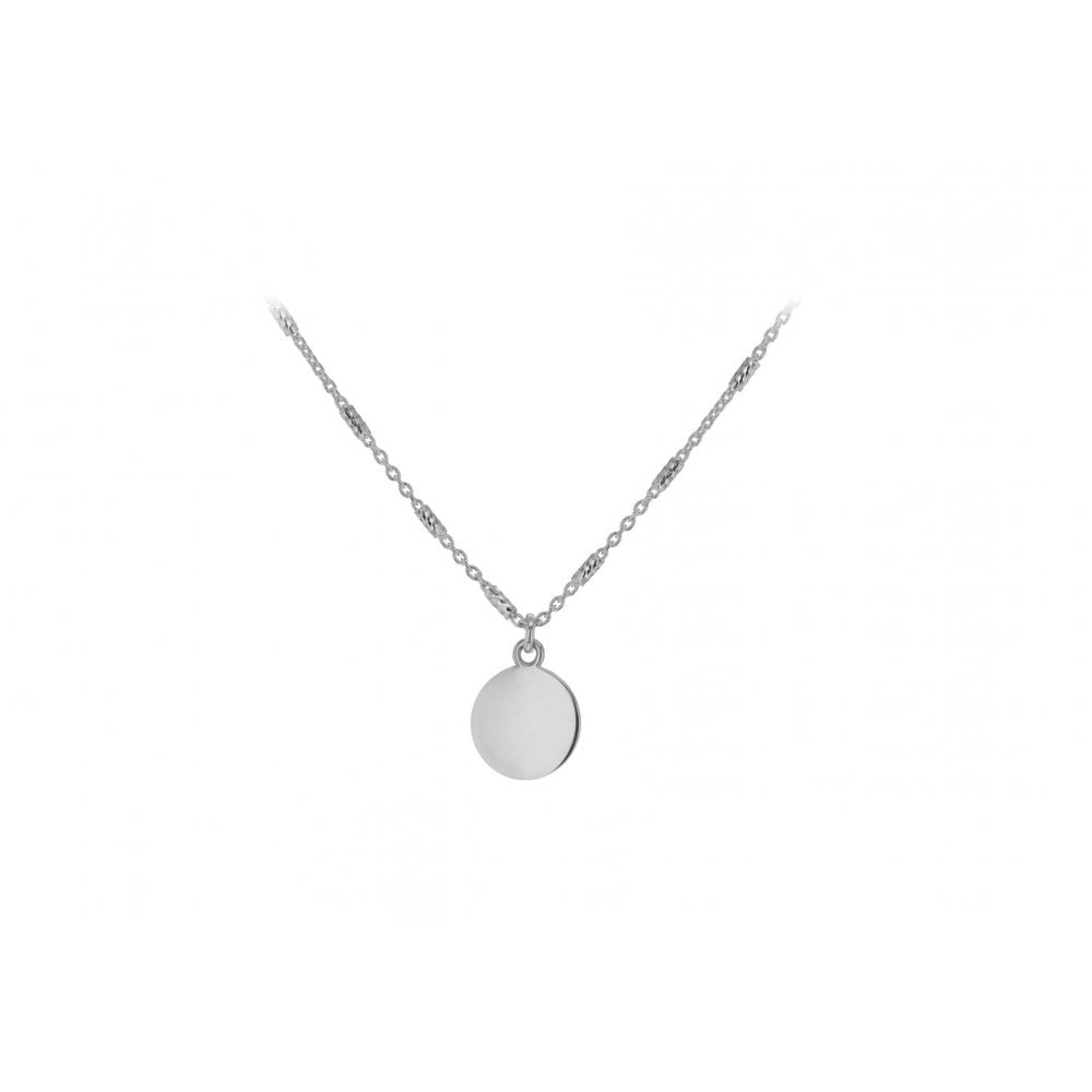 STERLING SILVER 9.5MM DISC DIAMOND CUT BEAD AND TRACE CHAIN NECKLACE 41CM/16"-46CM/18"